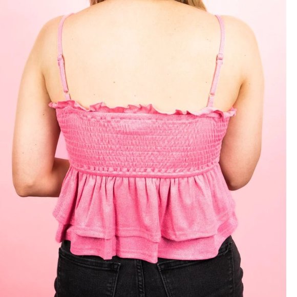 ❤️NWT BOUTIQUE PERFECT for SPRING/SUMMER IT GIRL BUBBLEGUM GLITTER TANK TOP - Picture 3 of 3